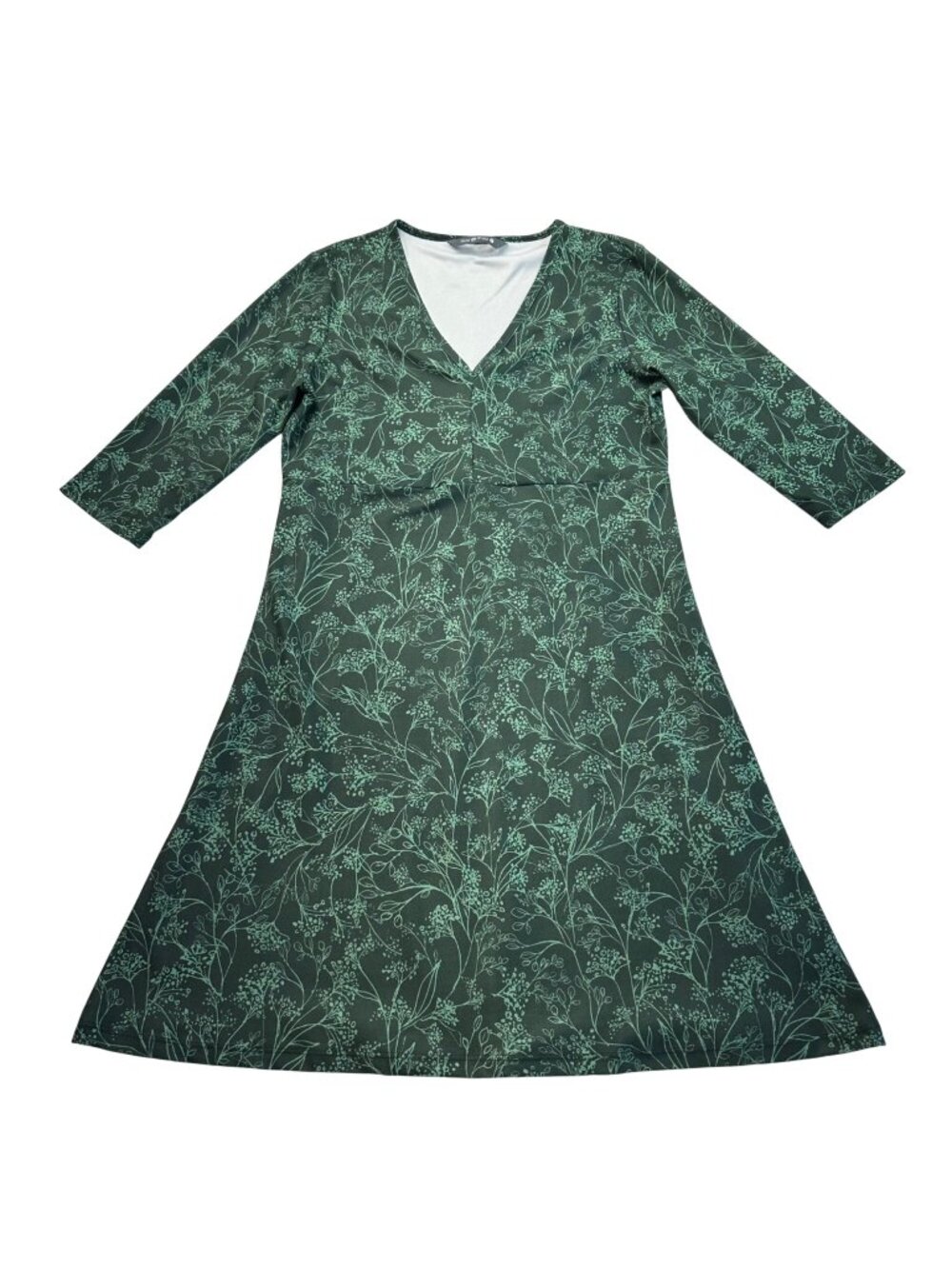 Nuu Muu Go-Be 3/4 Sleeve Athletic Casual Dress Size Large Green Floral Casual